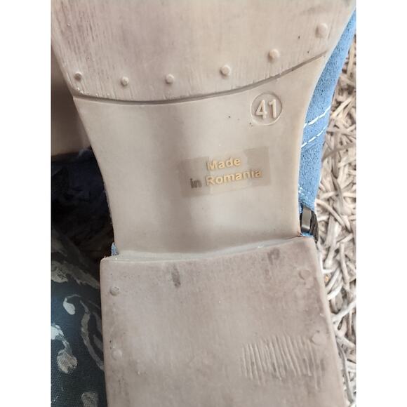 Sundance Etta Distressed Blue Suede Leather Short Ankle Boot Scrunched Size 41 - Picture 10 of 13